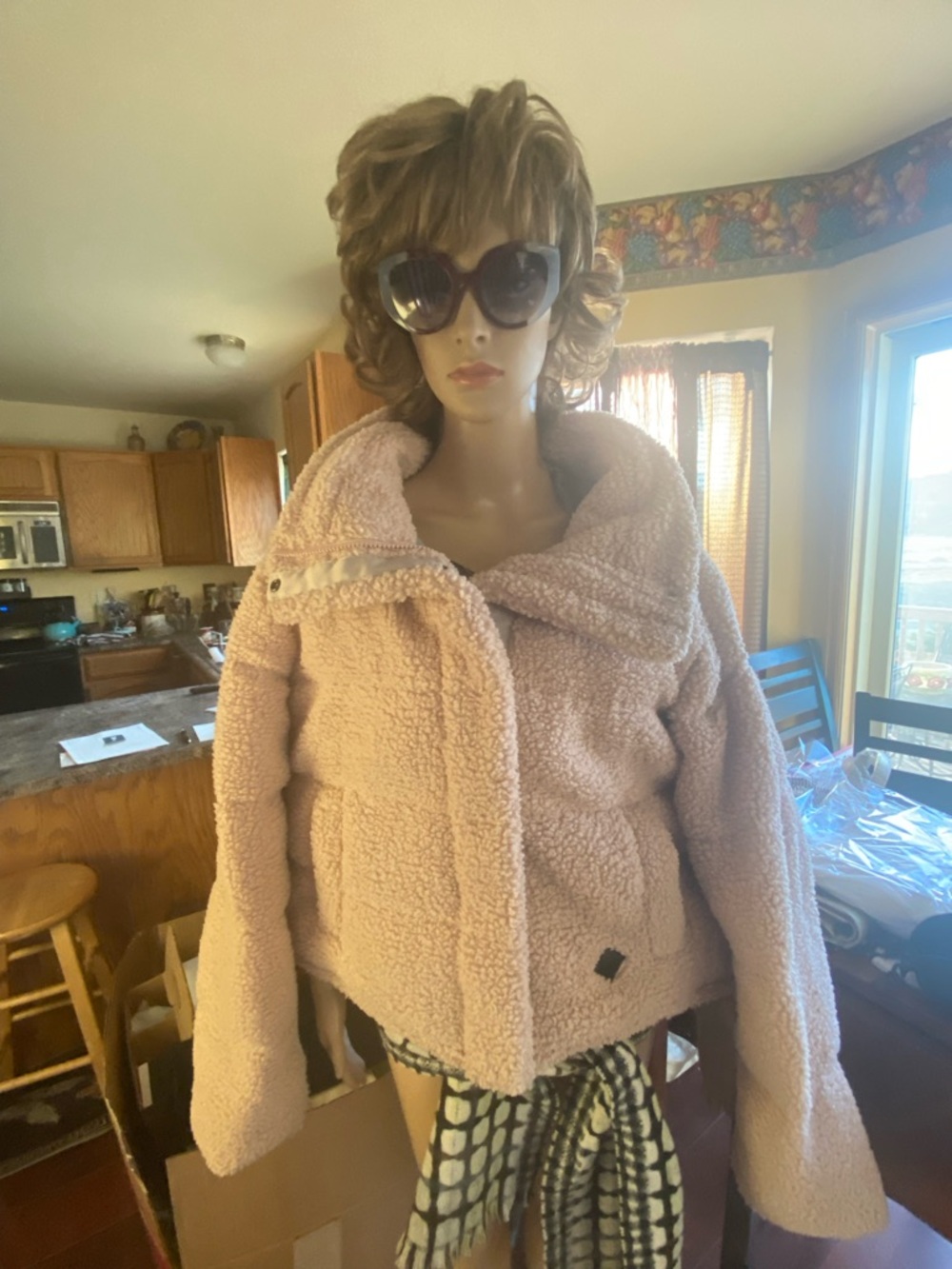 STS Ranchwear Sherpa Zip-Front Jacket - Pale Pink Large